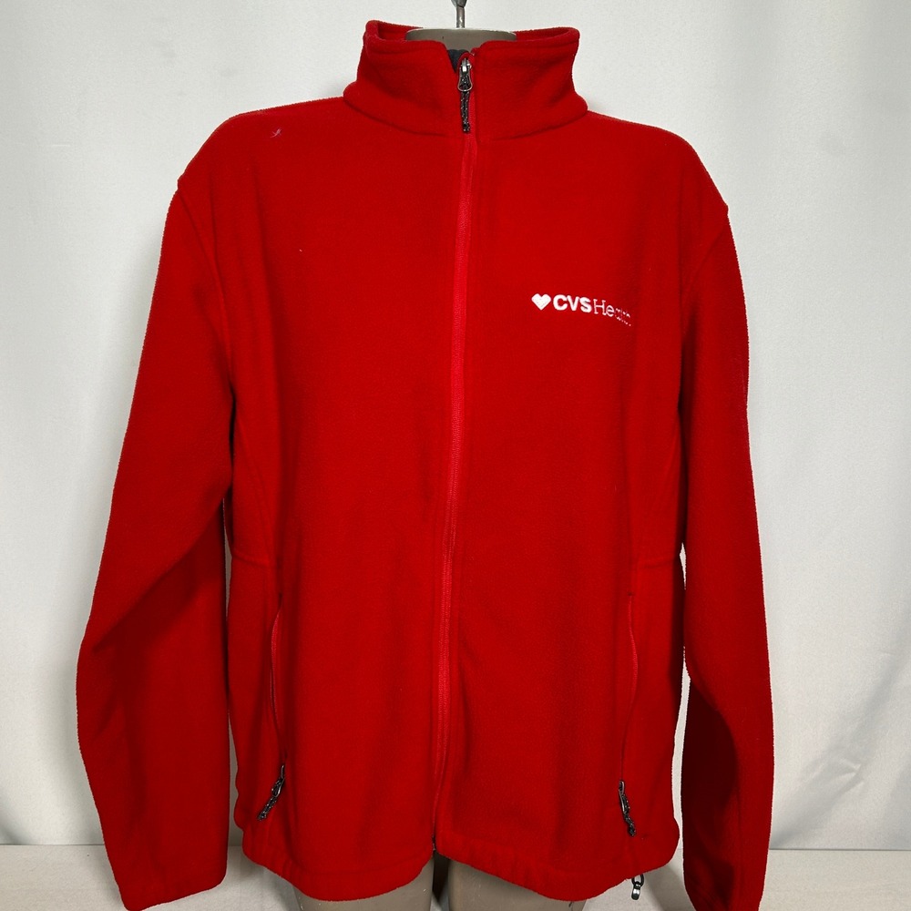 CVS Health Port Authority Red Fleece Full Zip Jacket Women's LARGE